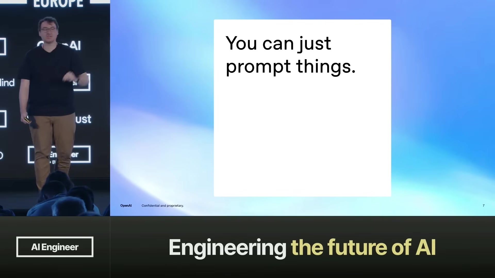 Single-statement slide: "You can just prompt things."